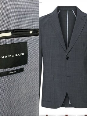 Club Monaco Grant slim-fit unlined blue-grey summer-weight Two-Button Blazer 40R